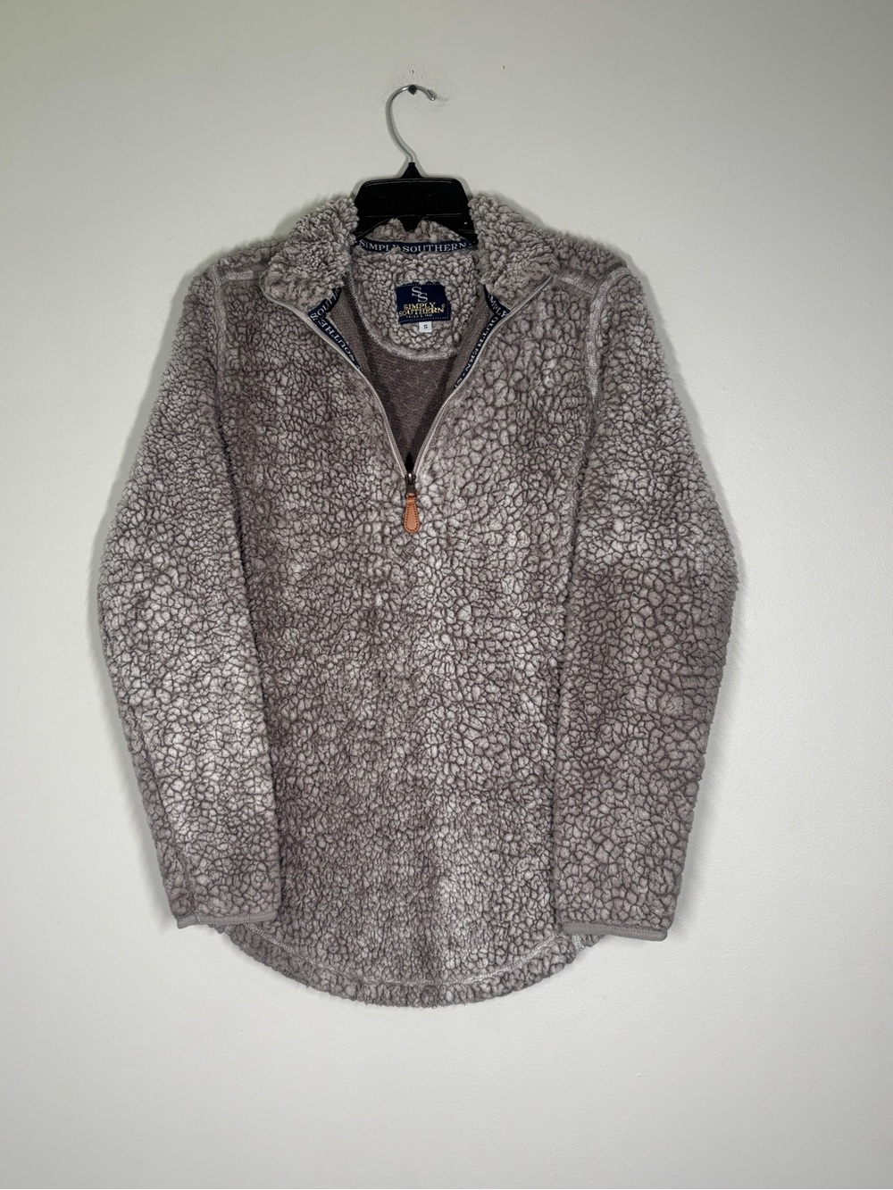 Simply Southern Gray Sherpa Quarter-Zip Pullover